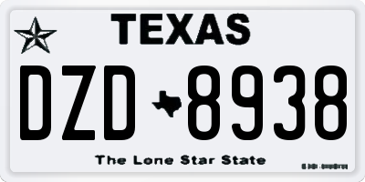 TX license plate DZD8938