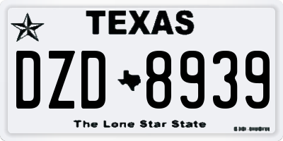 TX license plate DZD8939