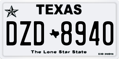 TX license plate DZD8940
