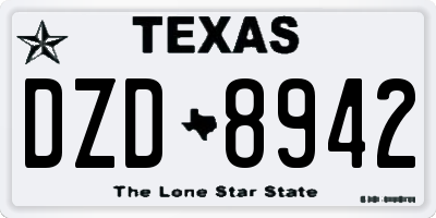 TX license plate DZD8942
