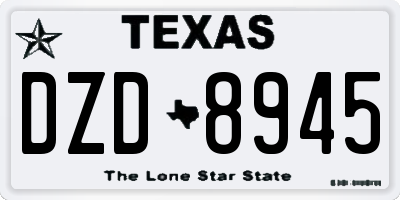 TX license plate DZD8945