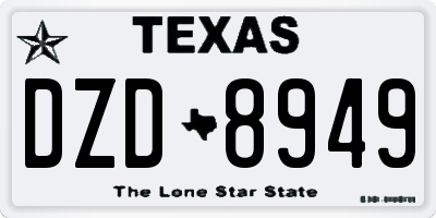 TX license plate DZD8949