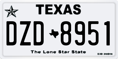 TX license plate DZD8951