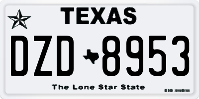 TX license plate DZD8953