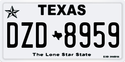 TX license plate DZD8959