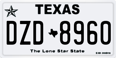 TX license plate DZD8960