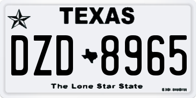 TX license plate DZD8965