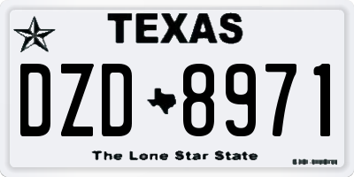 TX license plate DZD8971