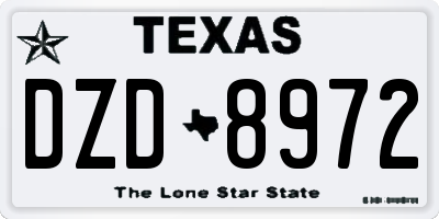 TX license plate DZD8972