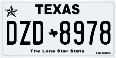 TX license plate DZD8978