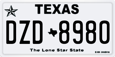 TX license plate DZD8980