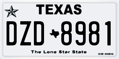 TX license plate DZD8981