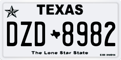 TX license plate DZD8982