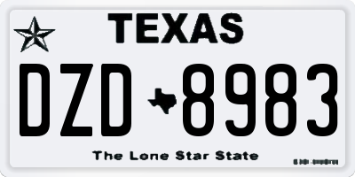 TX license plate DZD8983