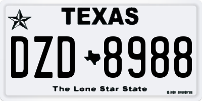 TX license plate DZD8988