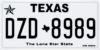 TX license plate DZD8989