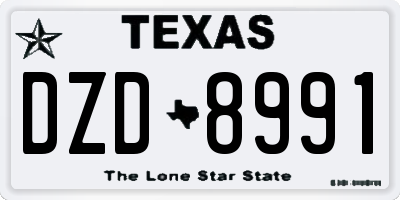 TX license plate DZD8991