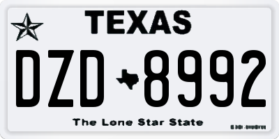 TX license plate DZD8992