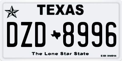 TX license plate DZD8996