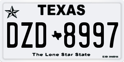 TX license plate DZD8997