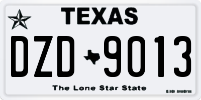 TX license plate DZD9013