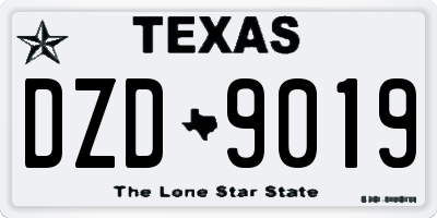 TX license plate DZD9019