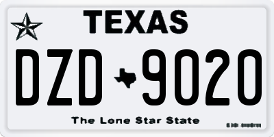 TX license plate DZD9020