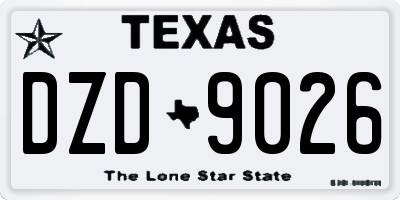 TX license plate DZD9026