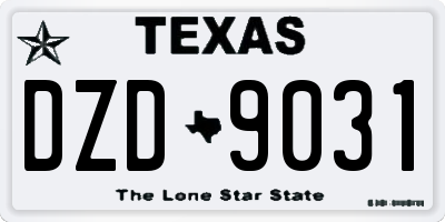 TX license plate DZD9031