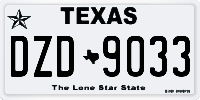 TX license plate DZD9033
