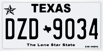 TX license plate DZD9034