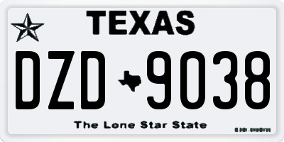 TX license plate DZD9038