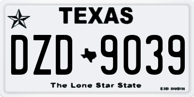 TX license plate DZD9039