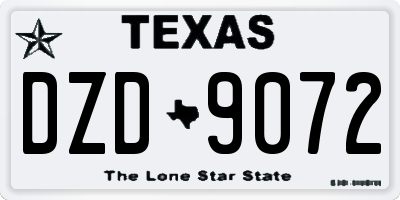 TX license plate DZD9072