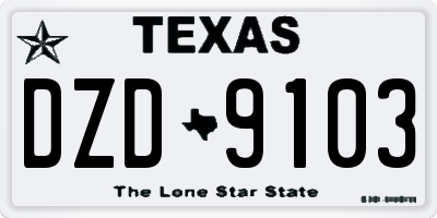 TX license plate DZD9103