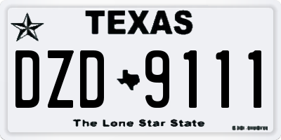 TX license plate DZD9111