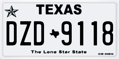 TX license plate DZD9118