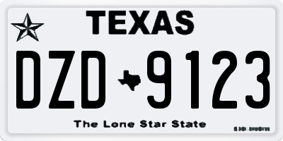 TX license plate DZD9123