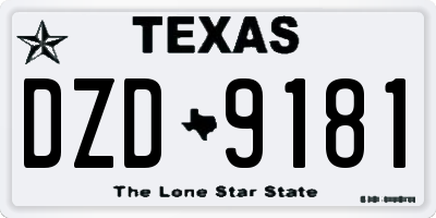 TX license plate DZD9181