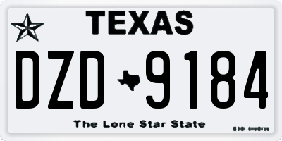 TX license plate DZD9184