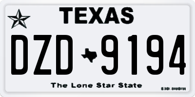 TX license plate DZD9194