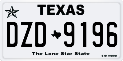 TX license plate DZD9196