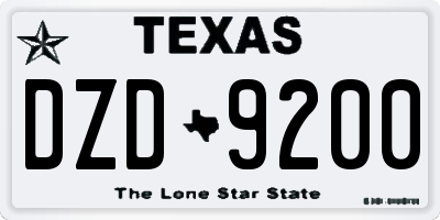 TX license plate DZD9200
