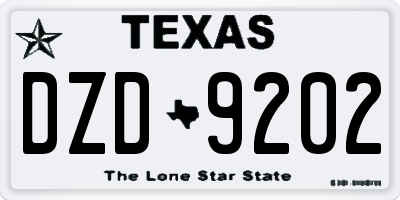 TX license plate DZD9202