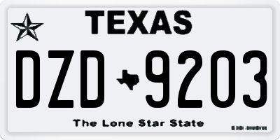 TX license plate DZD9203