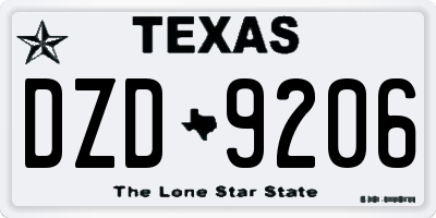 TX license plate DZD9206