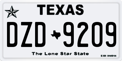 TX license plate DZD9209