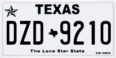 TX license plate DZD9210