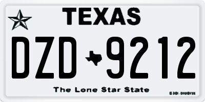 TX license plate DZD9212
