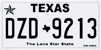 TX license plate DZD9213